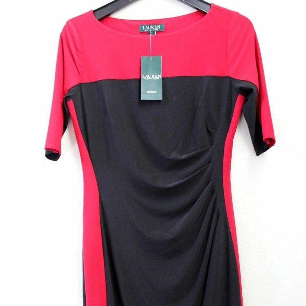 LAUREN Ralph Lauren Color Block Ruched Sheath Dress
